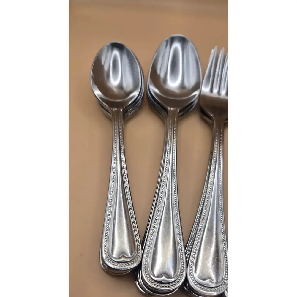 Reed -Barton Elegant Bead 18/10 Stainless Flatware Serving Set of